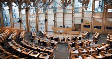 Picture of an empty Scottish Parliament debate chamber