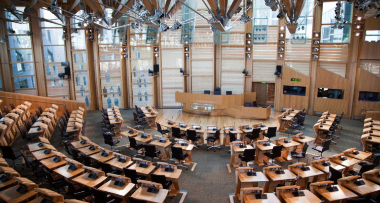 Picture of an empty Scottish Parliament debate chamber